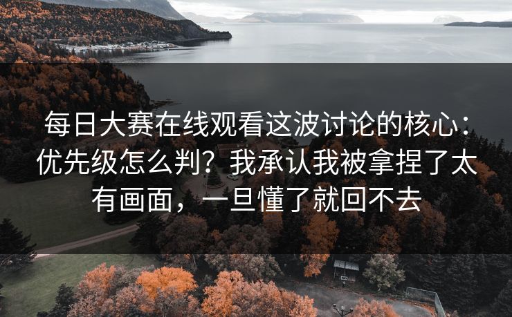 每日大赛在线观看这波讨论的核心：优先级怎么判？我承认我被拿捏了太有画面，一旦懂了就回不去